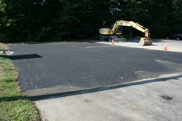 One of the two completed porous pavement patches at Trumbull Park.