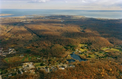 Viewing The Preserve from the north, with Long Island Sound in the distance. Photo: Robert Lorenz.